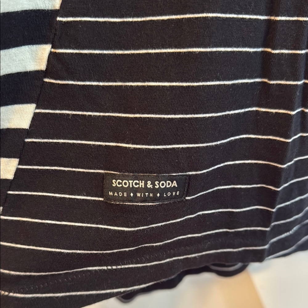Scotch & Soda Black and White Striped Short Sleeve Tee - Picture 3 of 4